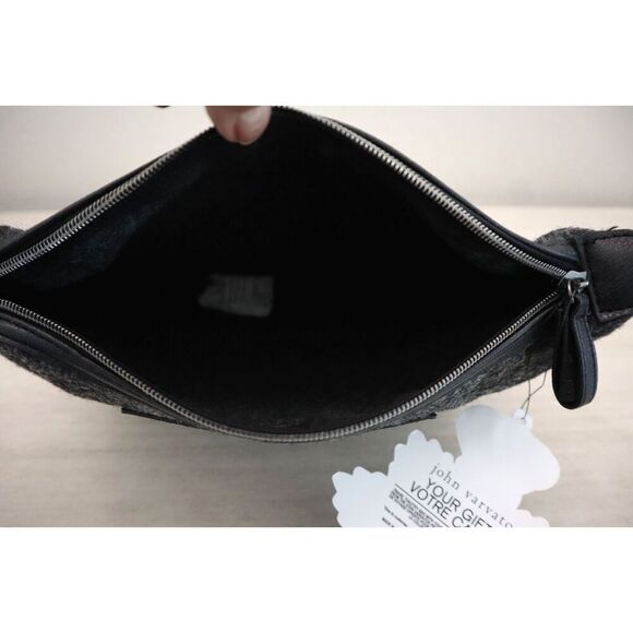 John Varvatos Men's Gray & Black Faux Leather Travel Toiletry Bag - Picture 3 of 6